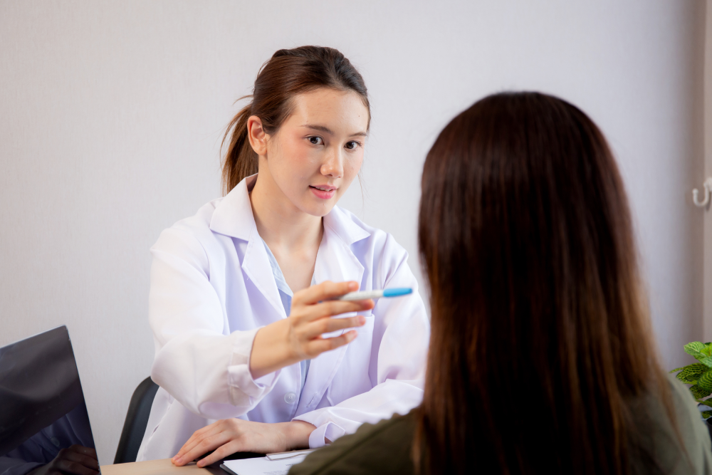 Doctor consulting patient about exosome therapy benefits